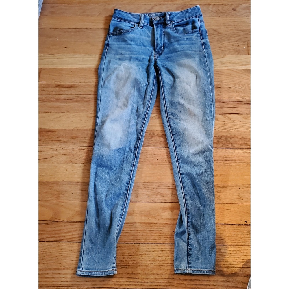 American Eagle Hi-Rise Jegging Super Stretch Blue Denim Jeans Size 00 Short